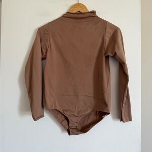 SKIMS Essential Brown Mock Neck Long Sleeve Bodysuit size 2X/3X